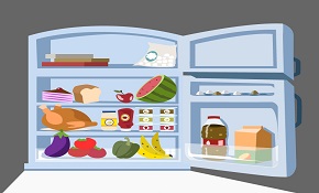 Cartoon opens the refrigerator vect Cartoon opens the refrigerator vect